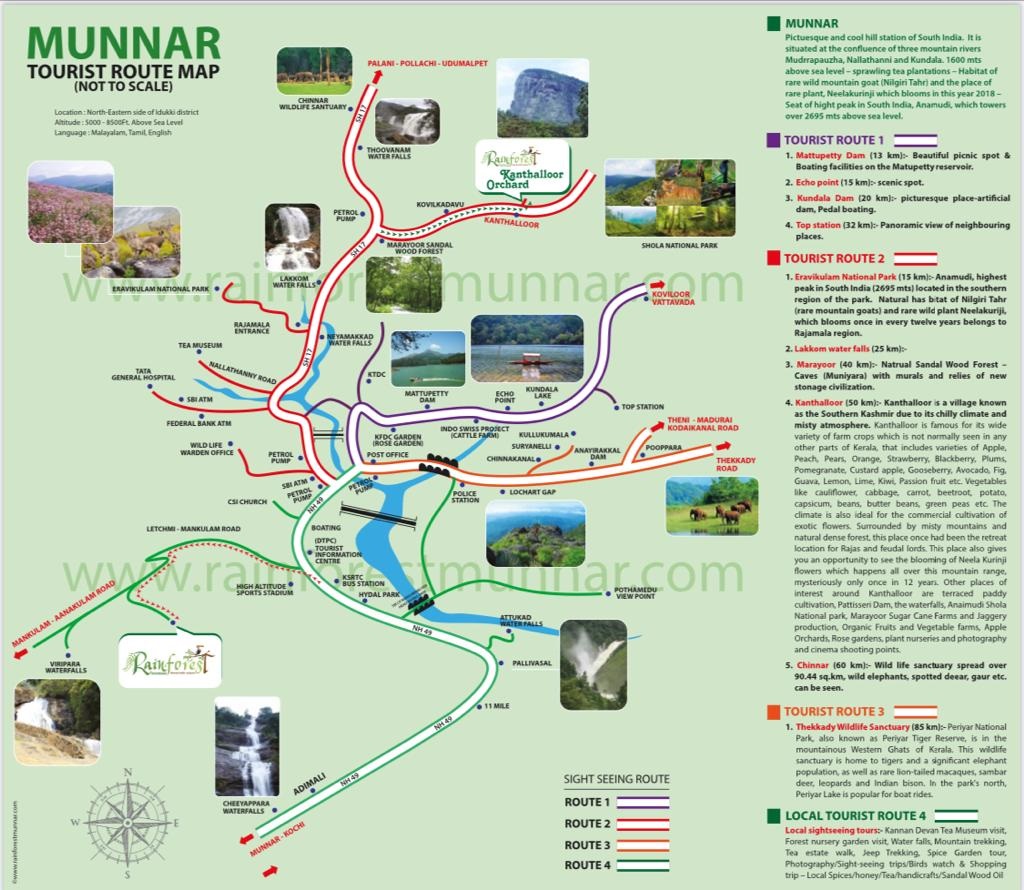 Munnar Tourist Route Map